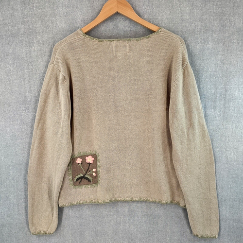 Maglione Christopher Banks donna grande beige all over fiori ricamato a mano - Foto 2 di 21