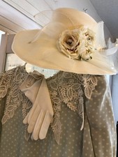 vtg Fine Millinery By August Accessories Large Brim Hat Floral Bow Accent