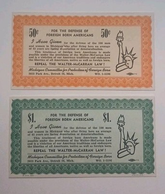 50s RED SCARE DEFENSE OF FOREIGN BORN IMMIGRATION COMMUNIST MCCARRAN LAW PAIR MI