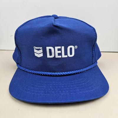 Vintage Chevron Delo Oil Gas Skinny Snap YoungAn Trucker Hat Snapback Cap