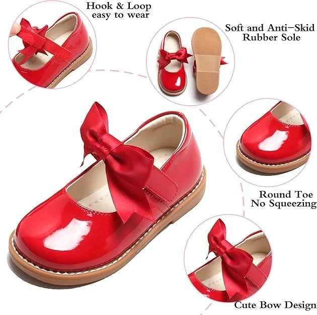 ZAPATOS DE CHAROL ROJO OTTER MOMO para niñas pequeñas talla 5/13,5 cm con arco nuevos sin caja Foto 2 de 3