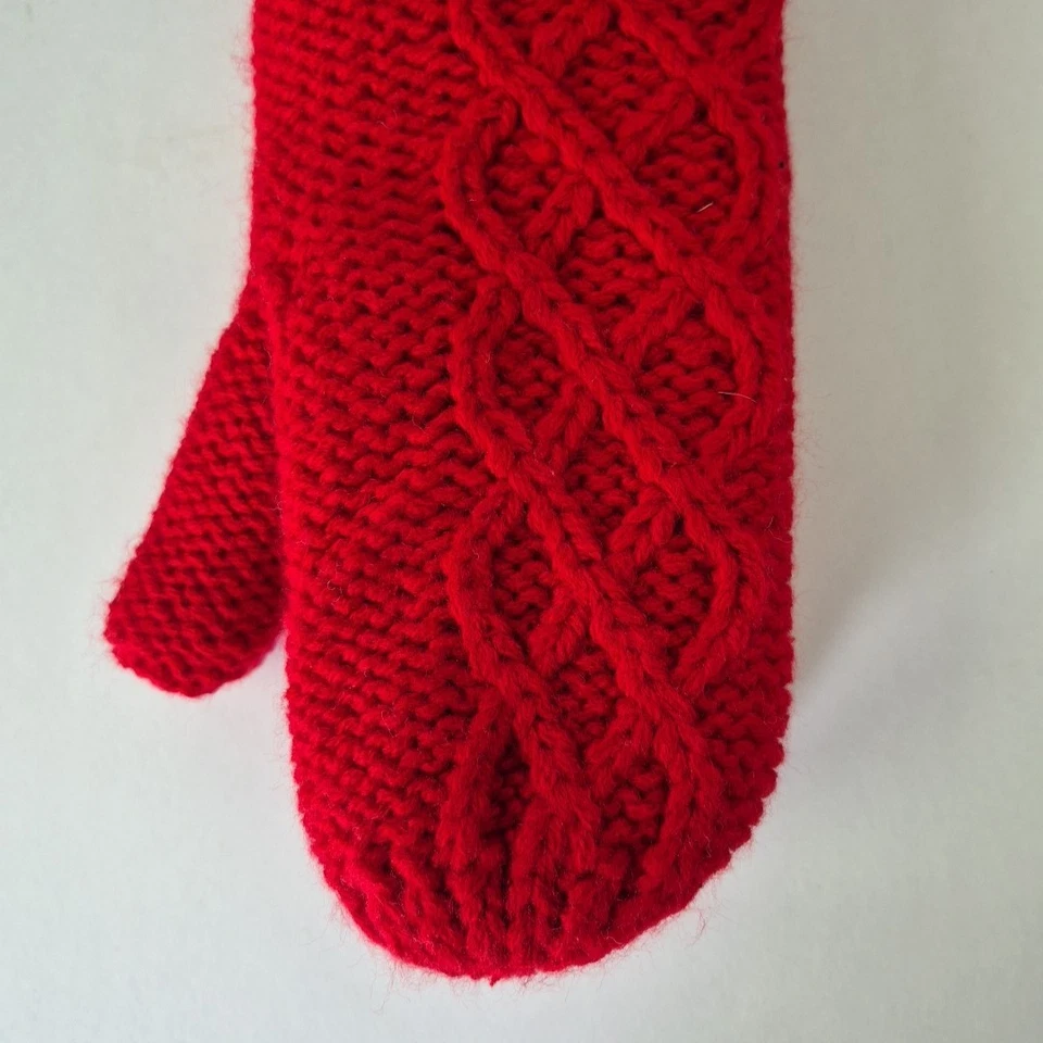 Isotoner красный кабель трикотажа винтажный 2003 искусственного меха с подкладкой замши ладони варежки женщин OS - Изображение 2 из 4