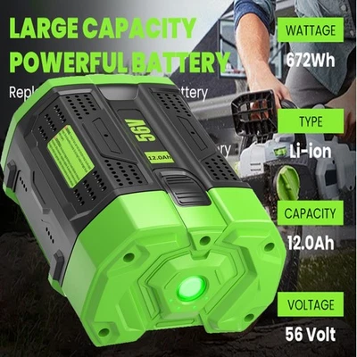 10Ah For EGO Power+ 56V 12Ah Battery with Upgraded Fuel Gauge (3rd Generation)