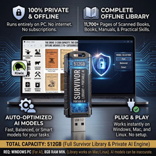 Full Survivor Library w/ Private Offline AI - Survival USB  Kiwix Local Browser