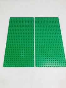 Lego Vintage Green Thin Base Plates 16X32 Lot Of 2 #6080 #375 Some Color Fade