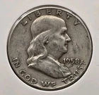 1958-D 50C 90% SILVER Franklin Half Dollar