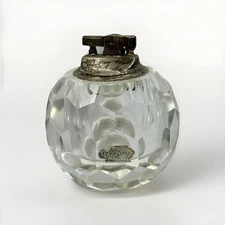 Vintage Imported Clear Lead Crystal Hand Cut Tabletop Lighter Japan Table 50s