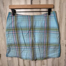 Vintage Y2K Blue Plaid Skort Mini Micro Made In USA Womens Size 8