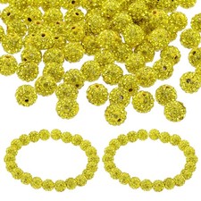 150Pcs 10mm Rhinestone Beads Clay Disco Ball Diamond Beads Sparkle Lemon Yellow
