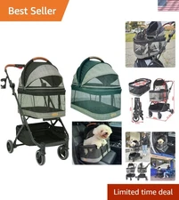 Fashion 3-in-1 Dog Cat Stroller with Detachable Carrier&Car Seat Combo Best L...