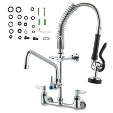 Commercial Brass Pre-Rinse Faucet, 21in Tall, 1.42GPM Sprayer, Dual Temp Control