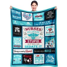 Funny Nurse Gifts For Women Men Appreciation Warm Throw Blanket 50x60 Inch