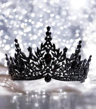 Black Crystal Tiara, Gothic Wedding Headpiece, Gothic Jewelry, Halloween Costume