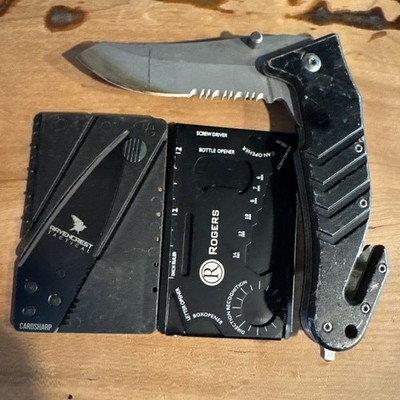 Tiger Single Blade Pocket Knife Partially Serrated, Wallet Knife And Wallet Tool