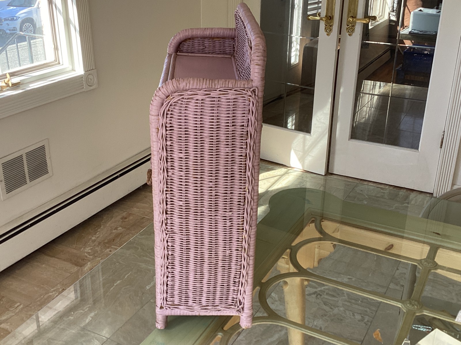 Mid Century Antique Vintage Purple Hanging / Countertop Kitchen Cabinet