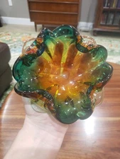 Vintage Murano Handblown Glass 3D Floral Dish Beautiful