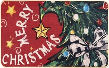 Christmas Tree Door mats,Merry Christmas Buffalo Plaid Xmas Balls Seasonal Holid