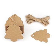 Christmas Tree Gift Tags,Gift Wrap Tags,100 Pcs Kraft Paper Gift Tag with Brown