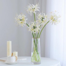 4pcs Artificial White Spider Lily Flowers 26" Faux Lycoris Radiata Silk Equin...