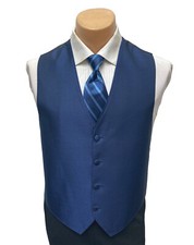 Men's Jean Yves Midnight Blue Tuxedo Vest with Long Tie Adjustable Medium M