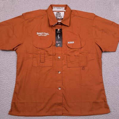 NWT Tiger Hill Buffalo Trace Distillery Fishing Shirt Women's M Orange Vented
