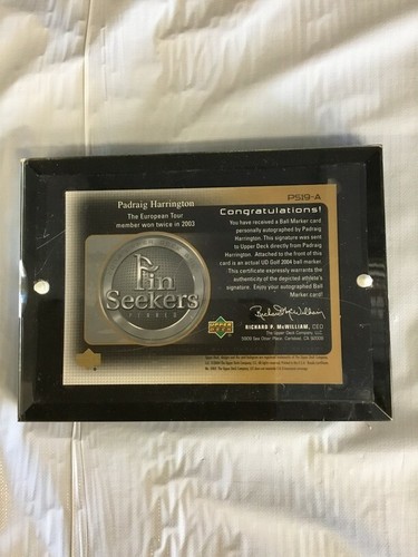 2004 UD OBERDECK PIN SEEKERS BRONZE PS19A PADRAIG HARRINGTON SIGNIERTES AUTOGRAMM - Bild 2 von 3