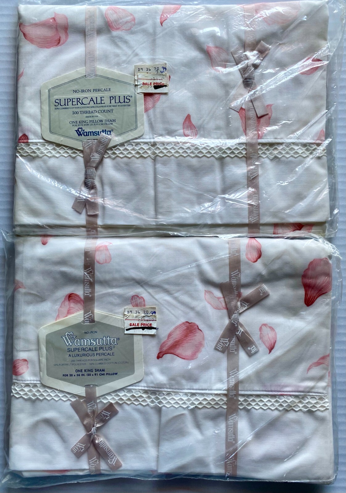 LOTS 2 VTG WAMSUTTA KING SIZE PILLOW SHAM "BELLE ROSE" SUPERCALE PLUS