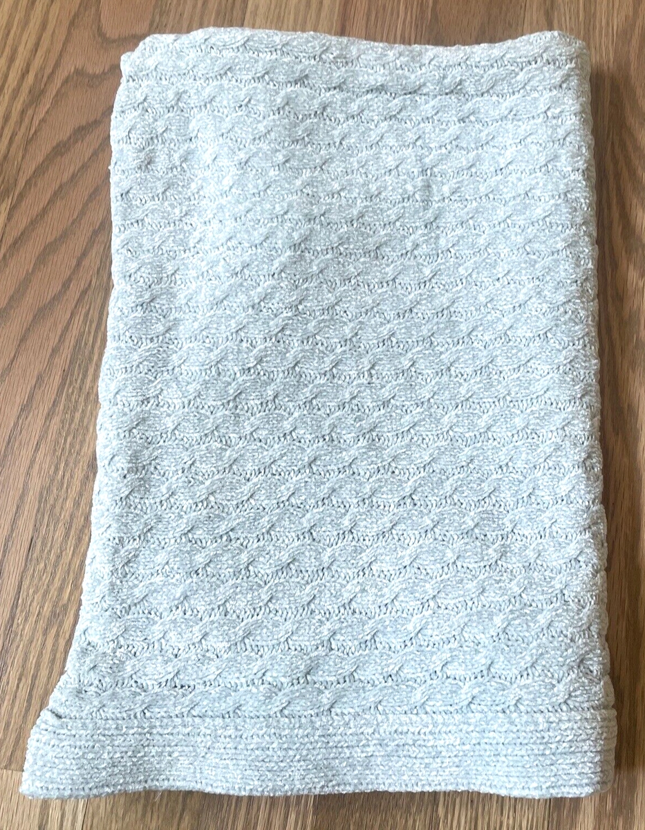 Pottery Barn Kids Blue Chenille Cable Baby Blanket 30
