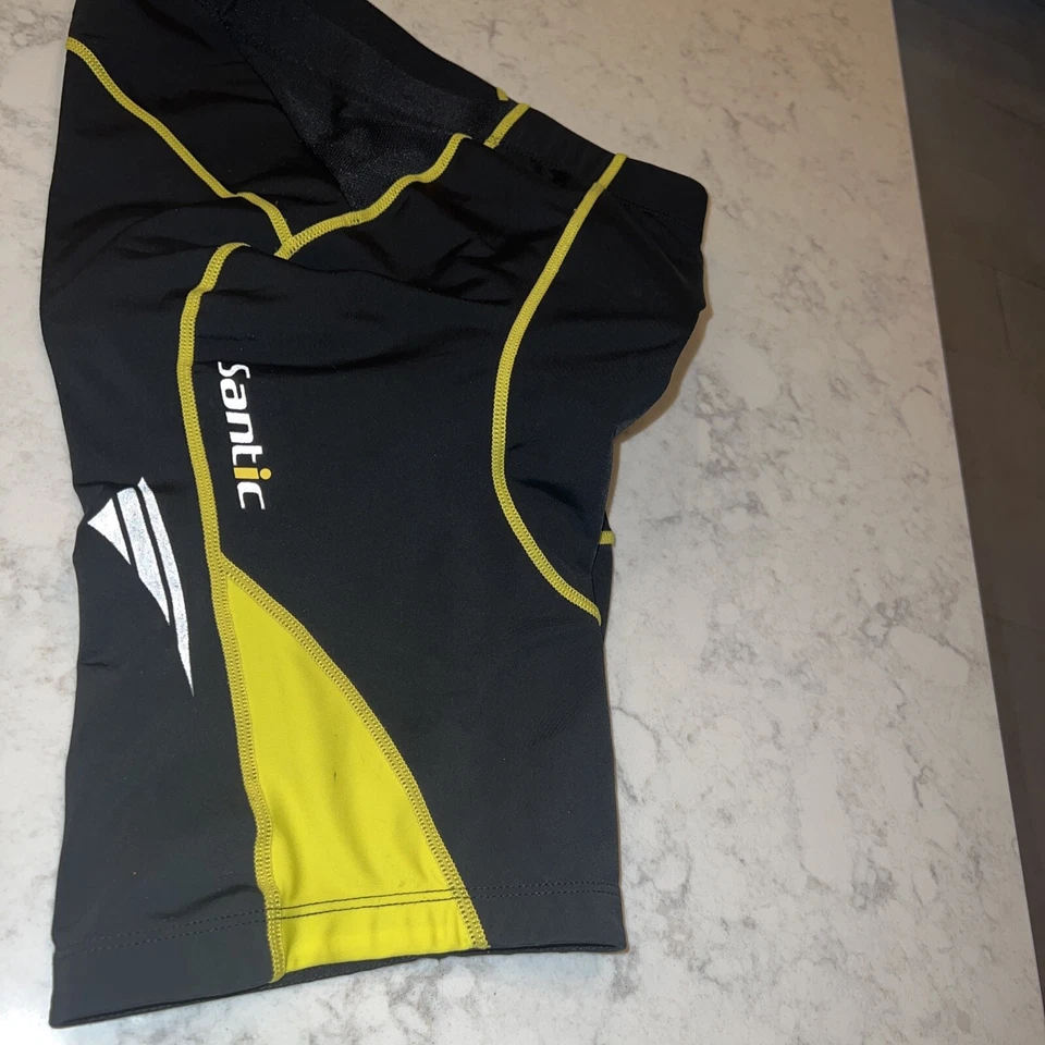 Мужские велосипедные шорты Santic с подкладкой Power Dry размер M черные/желтые - Изображение 2 из 4