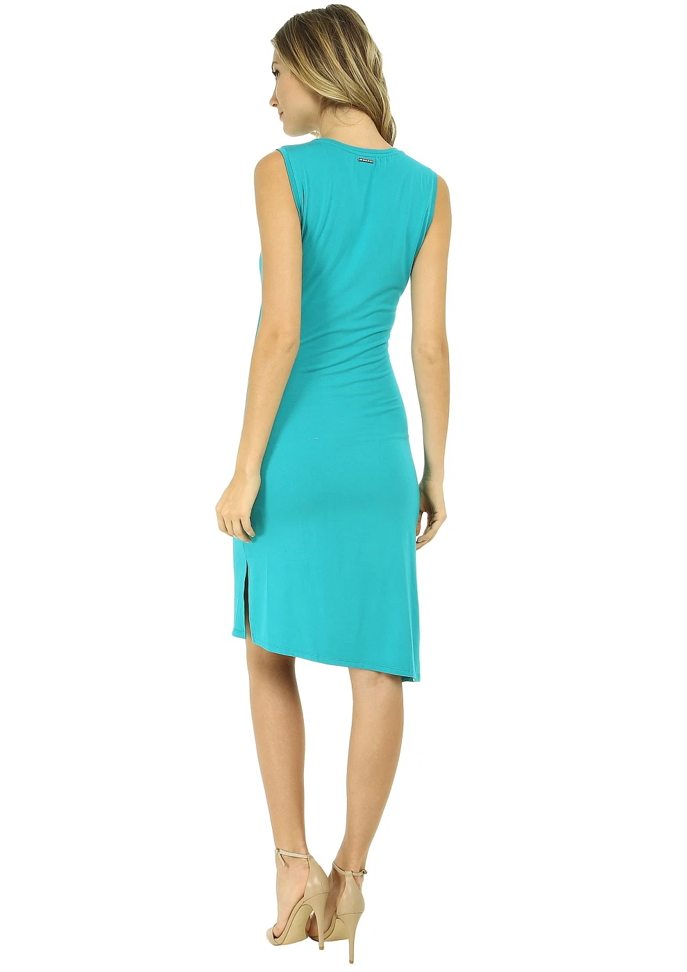 MICHAEL KORS Maglietta Senza Maniche Drappeggiata Lateralmente Piastrella Blu Turchese