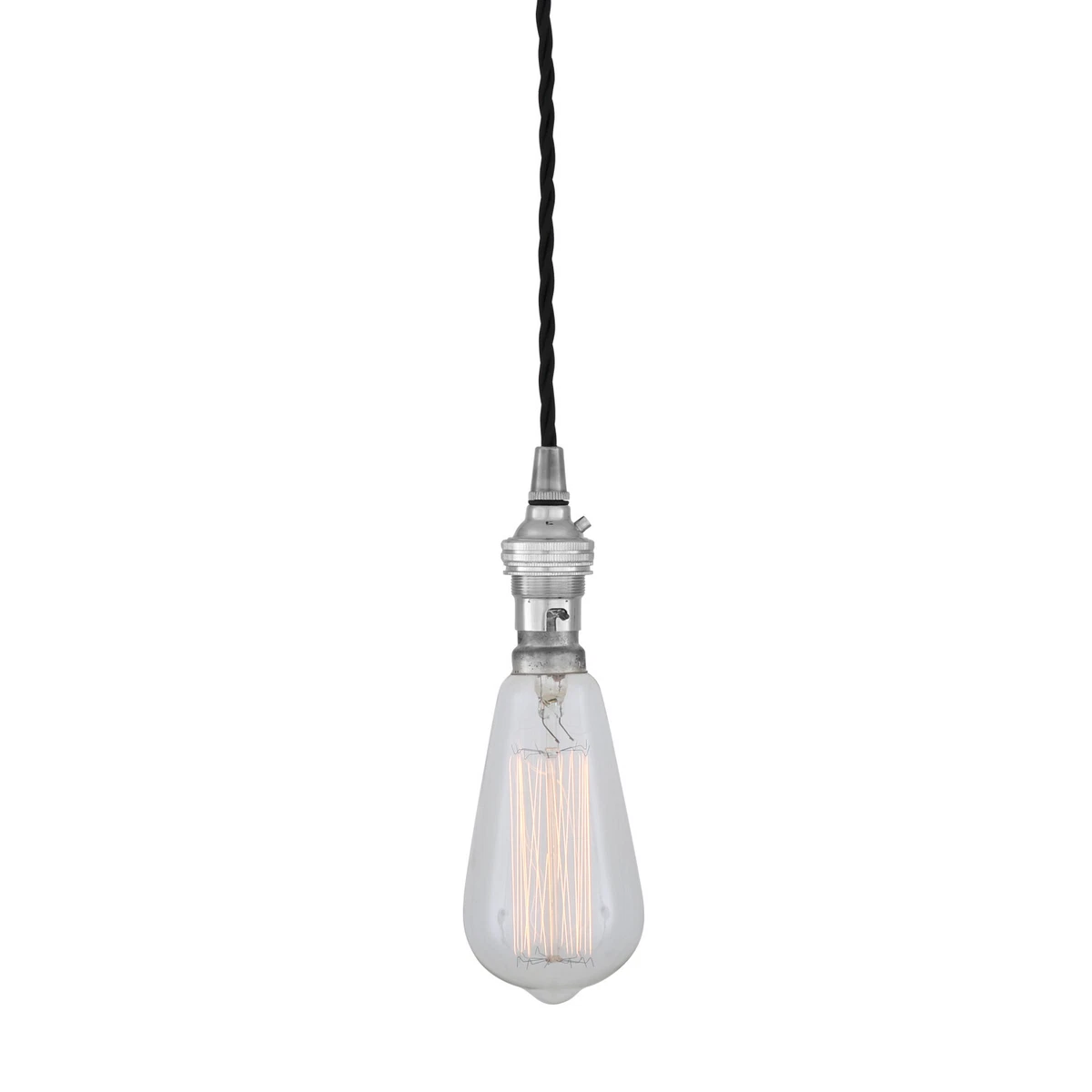 Vintage Ceiling Pendant Braided Fabric Cable Chrome B22 Lamp Holder