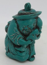 Chinesische Türkis Vintage Art Deco Orientalisch Antik Mann Design Schnupftabakflasche