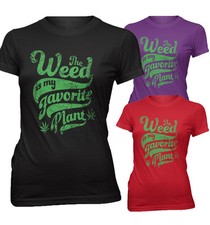 T-shirt femme slim fit weed marijuana plante préférée Full Moon Party WPG117