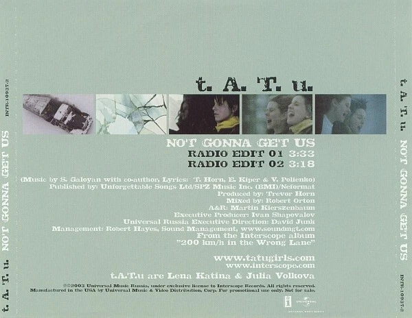 t.A.T.u. – Not Gonna Get Us Promo (CD)  Foto 3 de 3