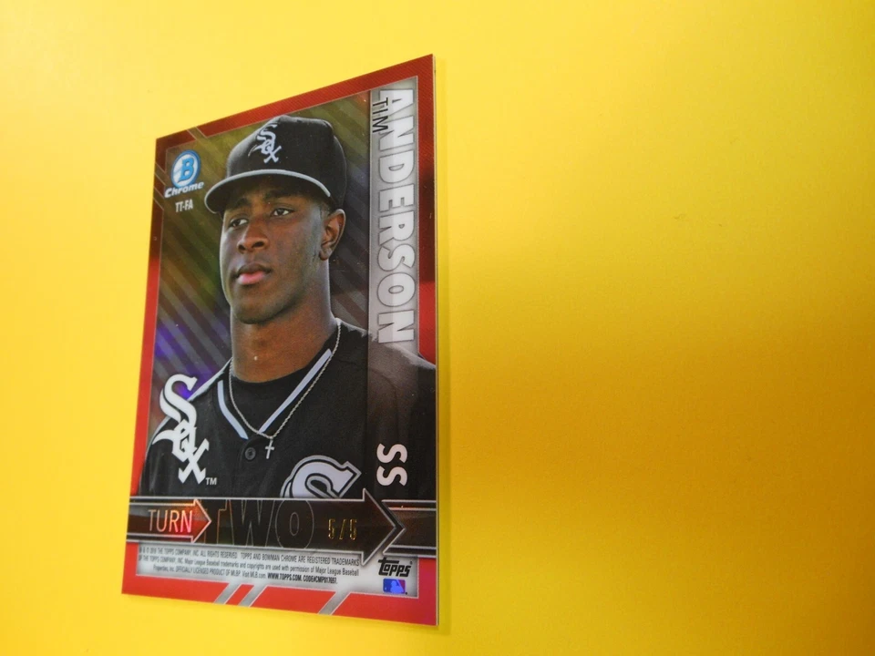 2016 Bowman Chrome Turn Two refrator vermelho 5/5 Tim Anderson / Carson Fulmer TT-FA - Imagem 4 de 4