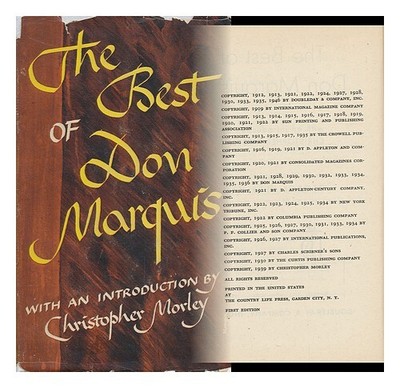 MARQUIS, DON (1878-1937) The Best of Don Marquis 1946 Hardcover