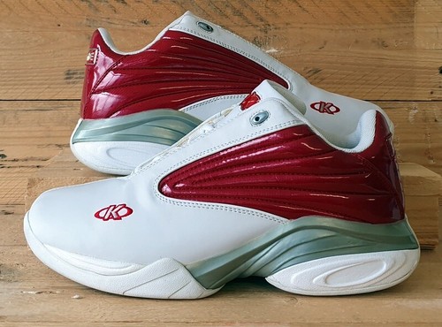 Kelme Classic scarpe da ginnastica in pelle al quarzo UK8.5/US9.5/E43 47010 52003 bianco/rosso/grigio