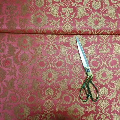 Koralle Blumen Brokat Stoff Kleid Handwerk Kostüm Quilten Material 44'' Meterware