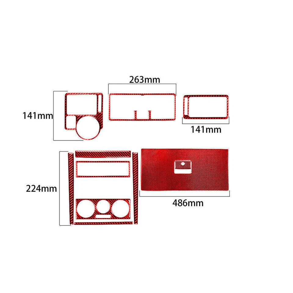 Комплект отделки чехлов для салона приборной панели автомобиля из красного углеродного волокна для Volkswagen Golf 11 шт. - Изображение 2 из 4