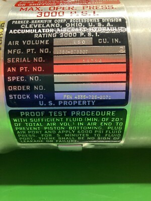 PARKER 1356-573307 HYD ACCUMULATOR *NS* 3000PSI | eBay