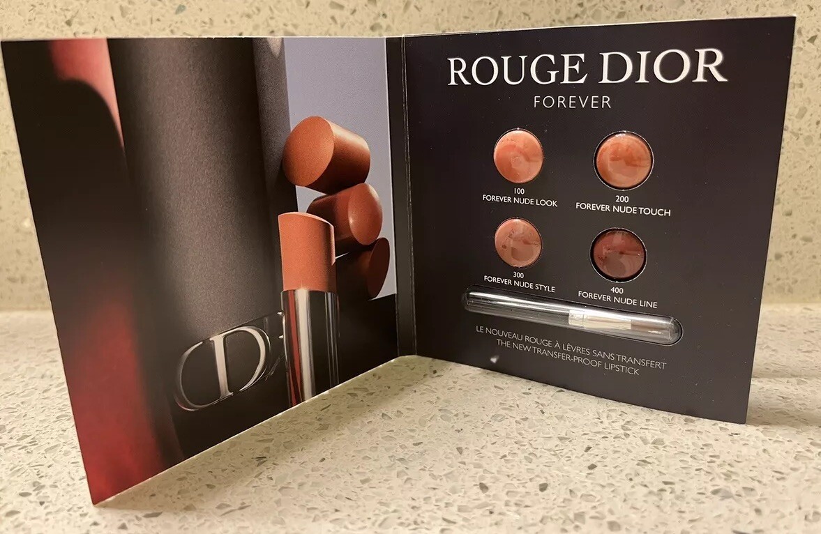 Dior Rouge Forever Lipstick 5-Color Sample Card with Applicator Brush-image