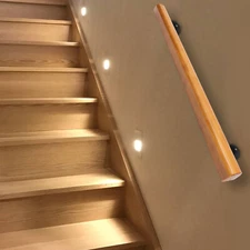 Modern Wood Handrail 3 FT Stair Railing Wall-mounted Hand Rail for Indoor New