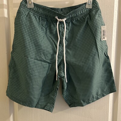 Amazon Essentials Men's Small Green Printed Lined Quick-Dry Swim Trunks NWT