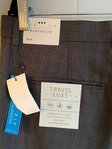Perry Ellis Portfolio schmal geschnittene Anzughose für Herren 36 x 34 neu mit Etikett anthrazit - Bild 3 von 8