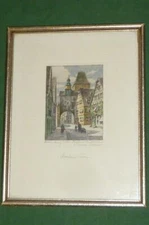 Alte Farbradierung signiert Wilhelm Schacht Rothenburg o.d. Tauber Radierung TOP