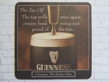 Beer Pub Coaster ~ Guinness Stout ~ Perfect Pint Pour Top-off ~ Dublin, Ireland