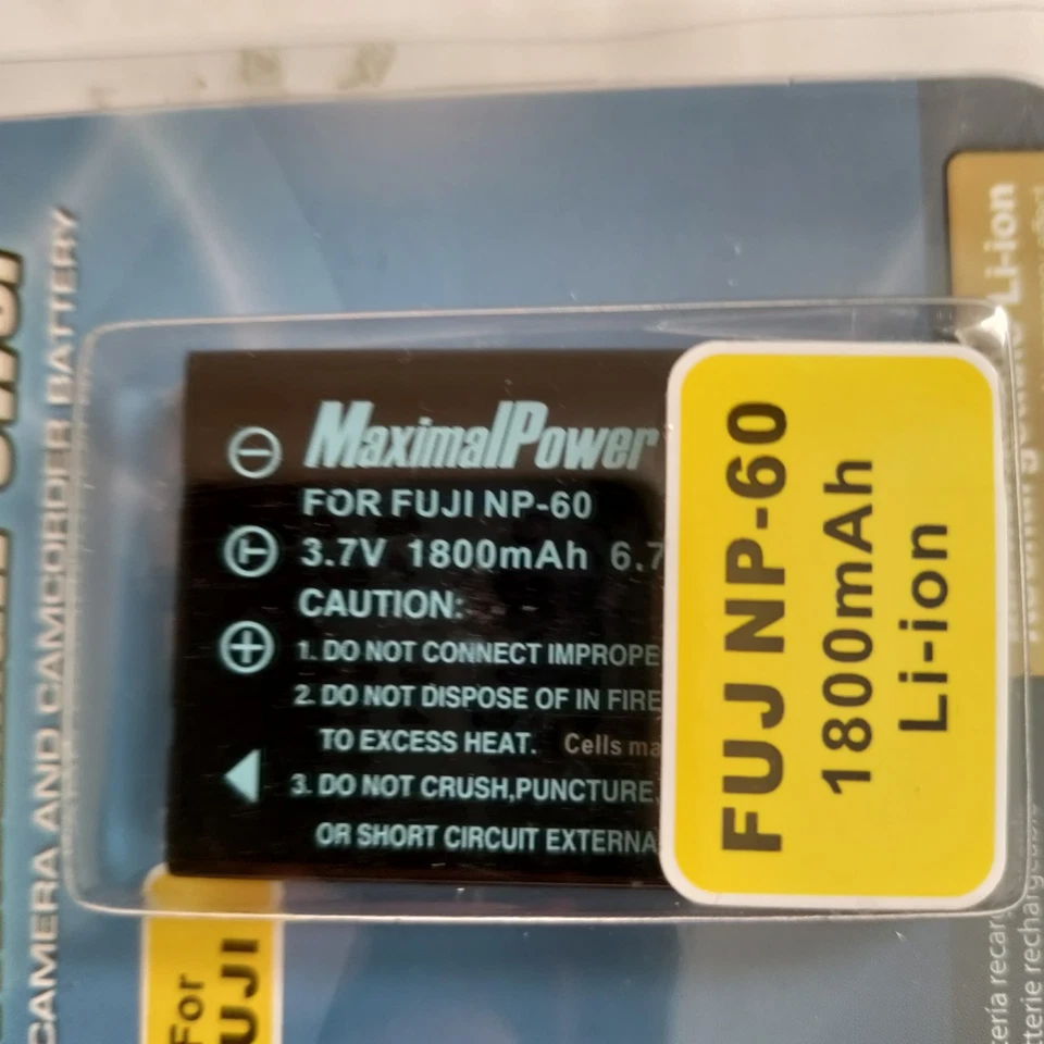 Potencia máxima - Batería de repuesto para cámara digital/videocámara Fuji NP-60 nueva Foto 2 de 3