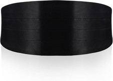 Lusofie Men'S Solid Color Cummerbund Black Cumberbund Men with Adjustable Band f