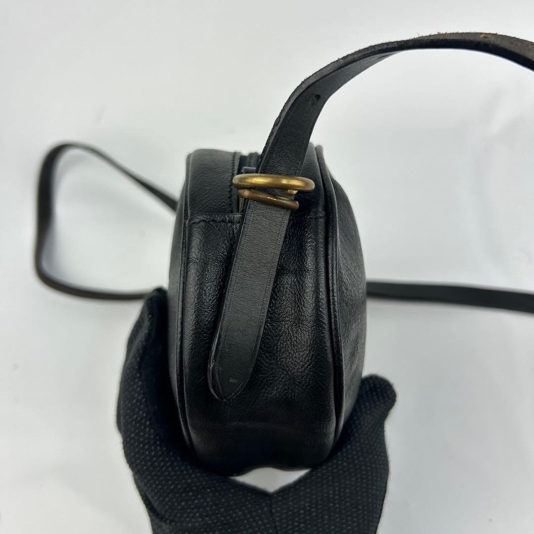 Il Bisonte Leather Crossbody Shoulder Bag Oval Logo Black Japan