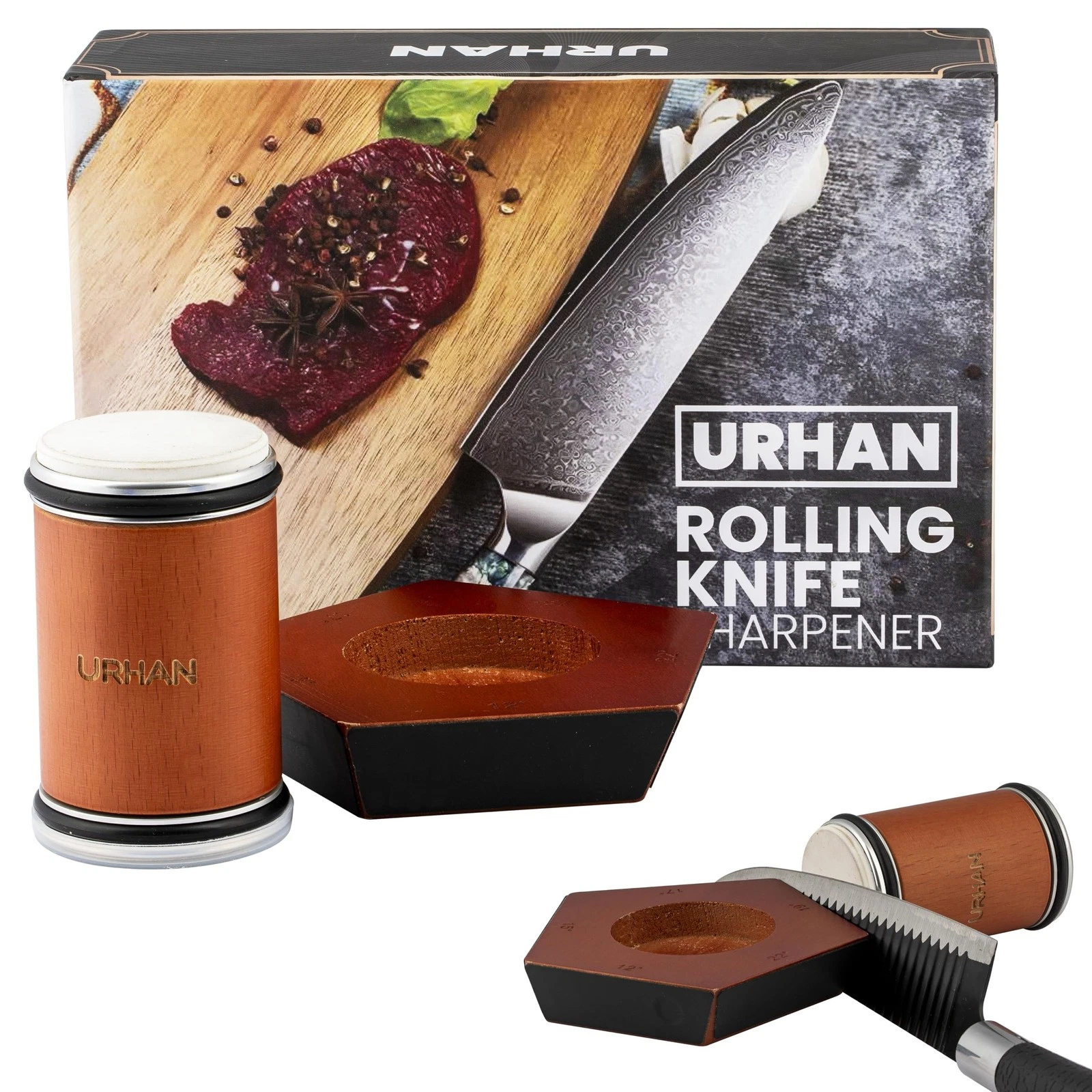 Rolling Knife Sharpener Kit – 5 Magnetic Angles (12, 15, 17, 19 & 22 Degre